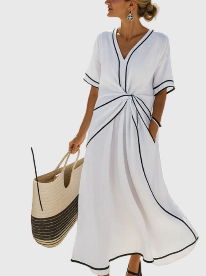Helena | Draped Coastal Maxi Dress