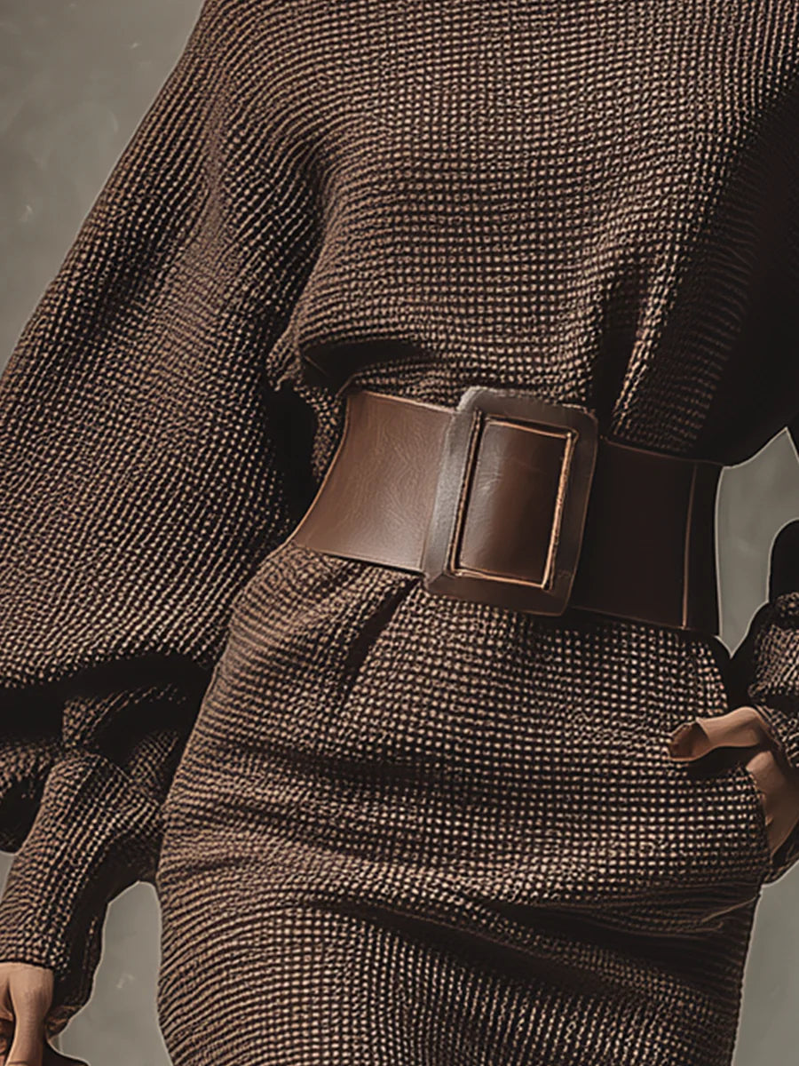 Cléa | Short Knitted Dress with Belt