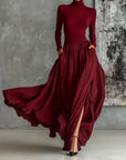Michela™ - Pleated Skirt and Black Long-Sleeved Fitted T-Shirt Set
