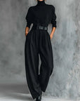 Martha | Black two-piece suit with high neck and regular waist