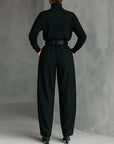 Martha | Black two-piece suit with high neck and regular waist