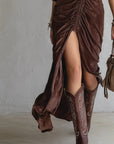 Thalisse | Pleated Velvet Midi Dress