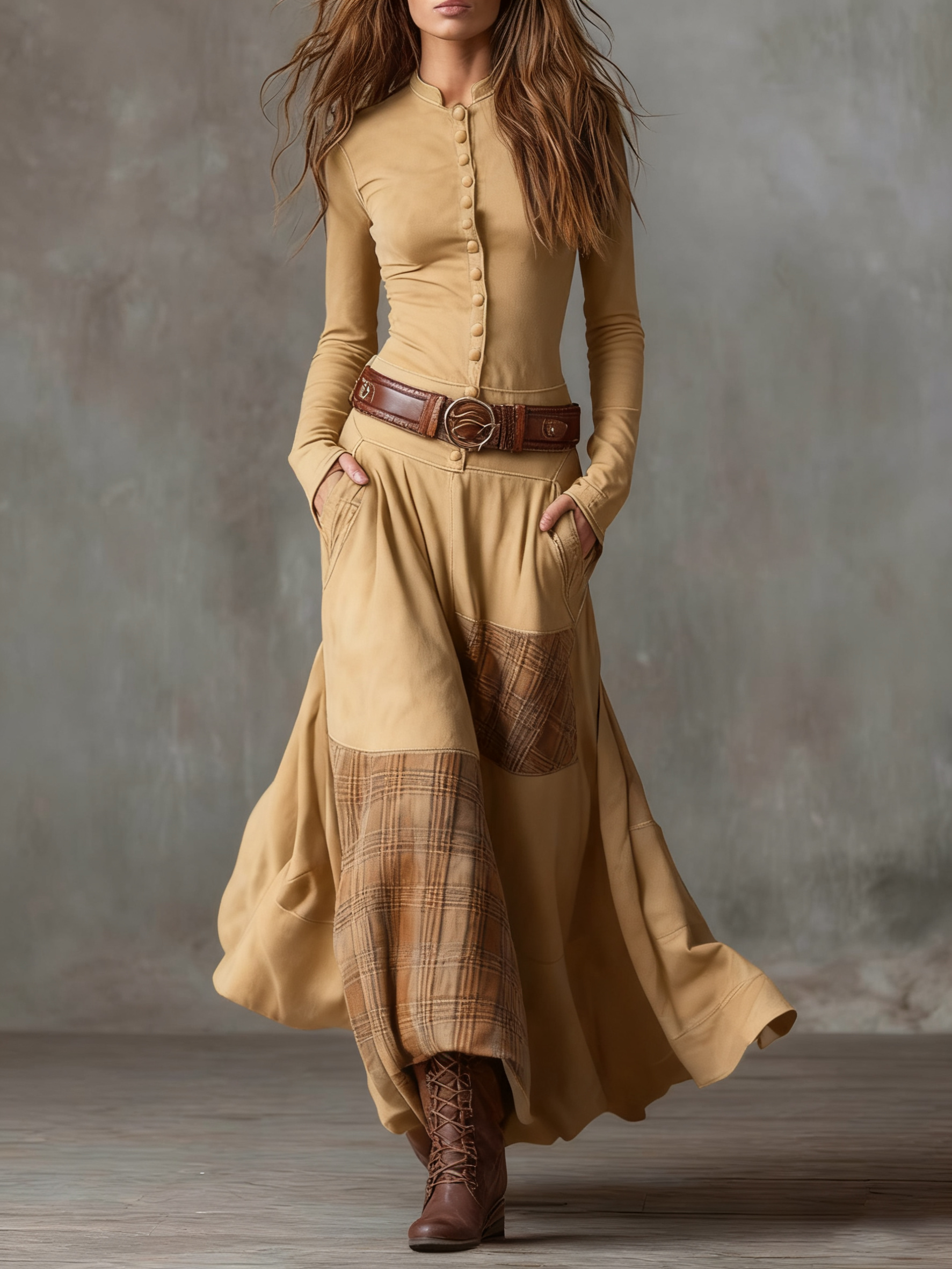 Michelle -  suede maxi dress