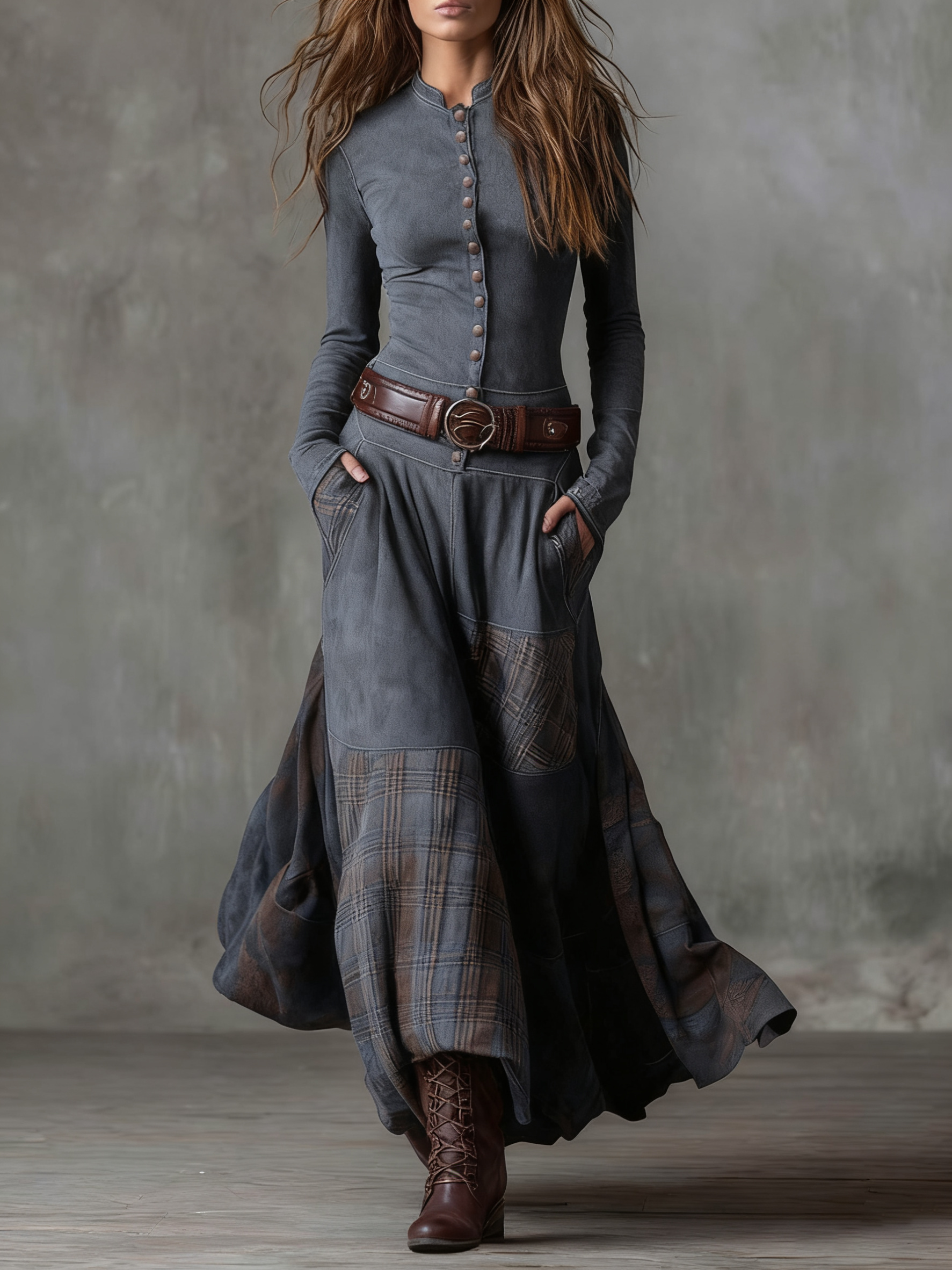 Amanda | Suede maxi dress with belt