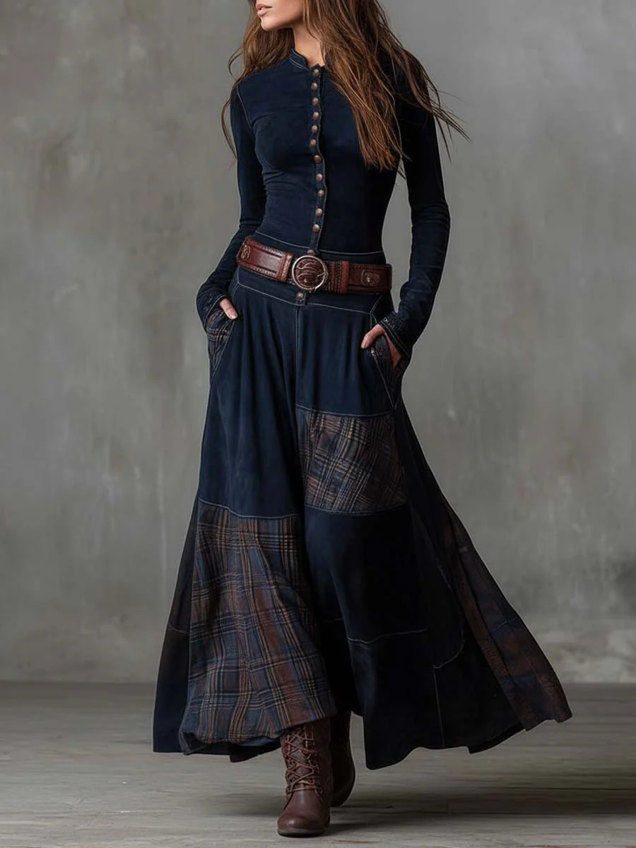 Michelle -  suede maxi dress
