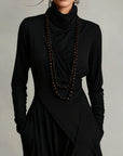 Giorgia™ - Purple Asymmetrical Pleated Maxi Dress with High Neck (Necklace not included)