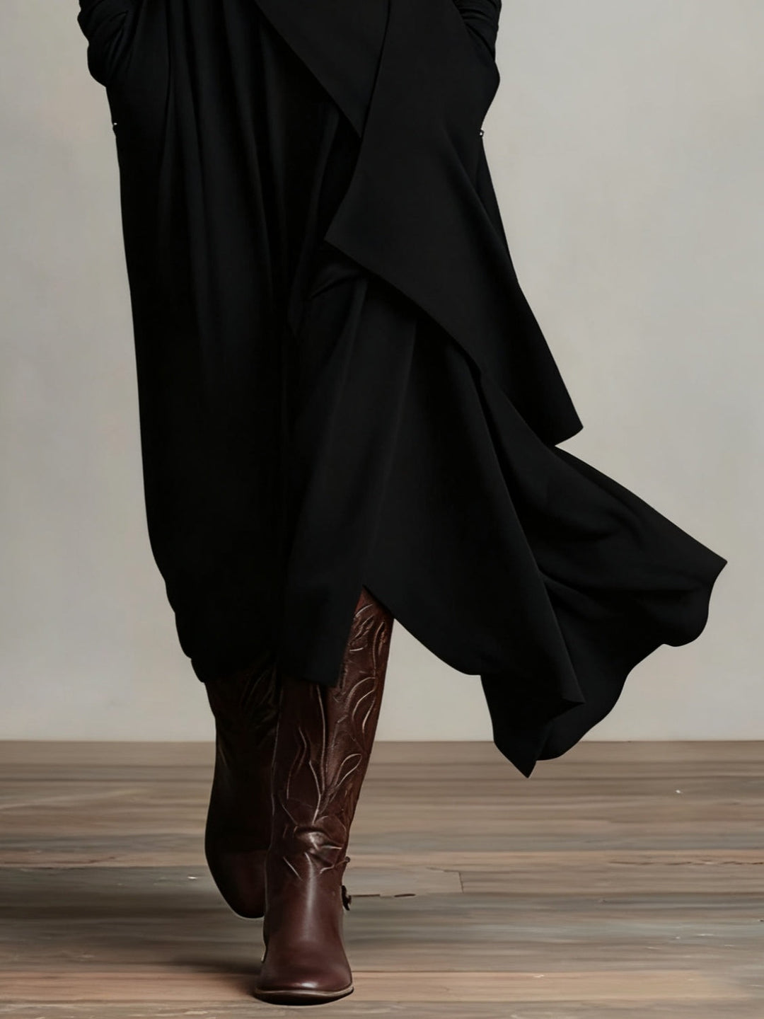 Giorgia™ - Purple Asymmetrical Pleated Maxi Dress with High Neck (Necklace not included)