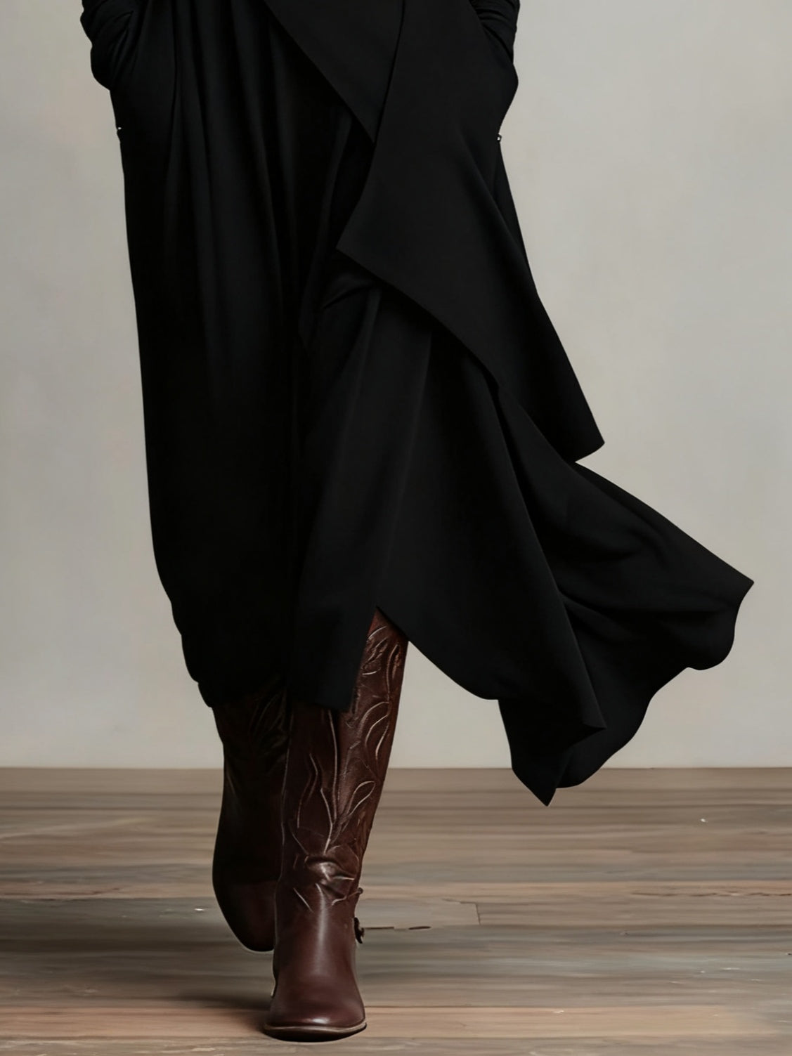 Giorgia™ - Purple Asymmetrical Pleated Maxi Dress with High Neck (Necklace not included)