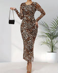 ALIANNA™ - Elegant Leopard Print Ruched Bodycon Dress for Parties