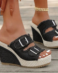 Zoya - Fray Edge Wedge Sandals With Modern Comfort Lift