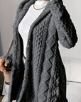 Paula™ - Plush Diamond-Patterned Hooded Cardigan