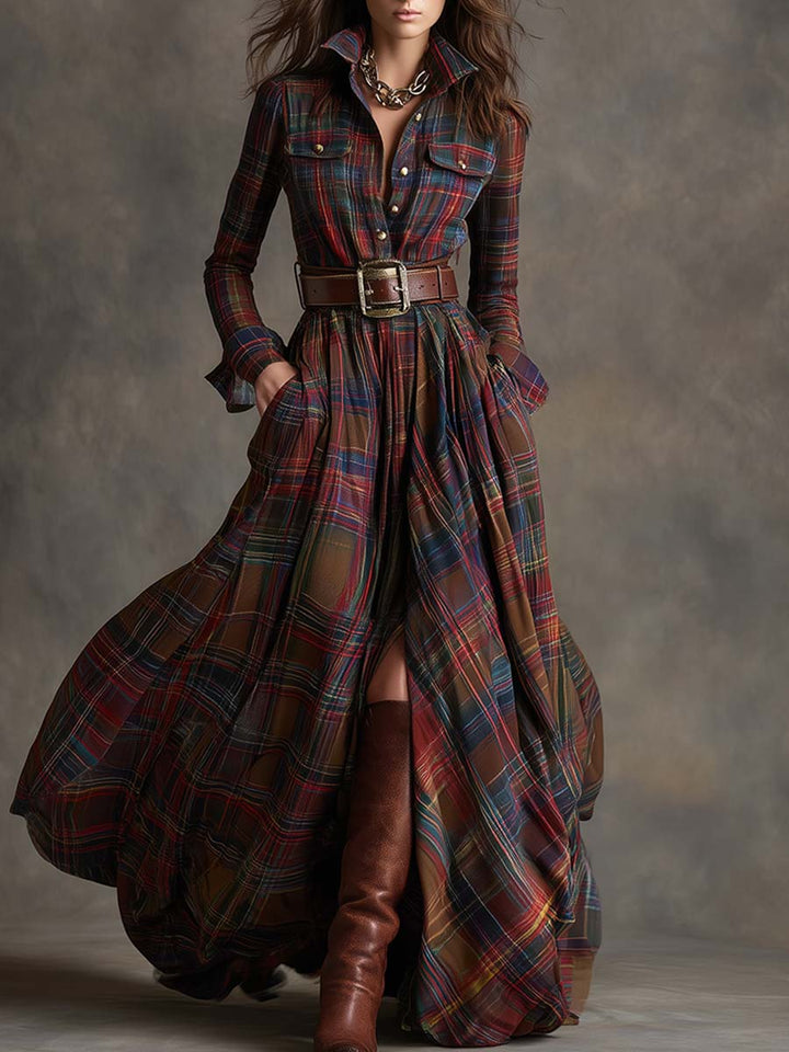 Giulietta - Maxi Checkered Shirt Dress