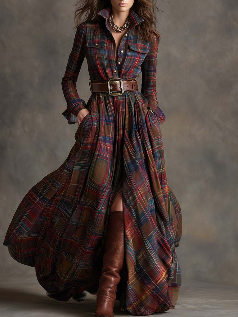 Giulietta - Maxi Checkered Shirt Dress