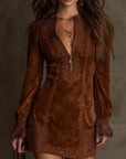 Aurora - suede mini dress with lace