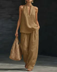 Ainhoa™| Two-piece set with a linen texture