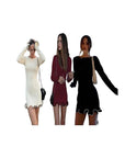 SARAH™ - Elegant Colorblock Wave Hem A-Line Long Sleeve Dress