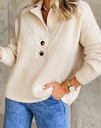 Briana™-Button Long Sleeve Sweater