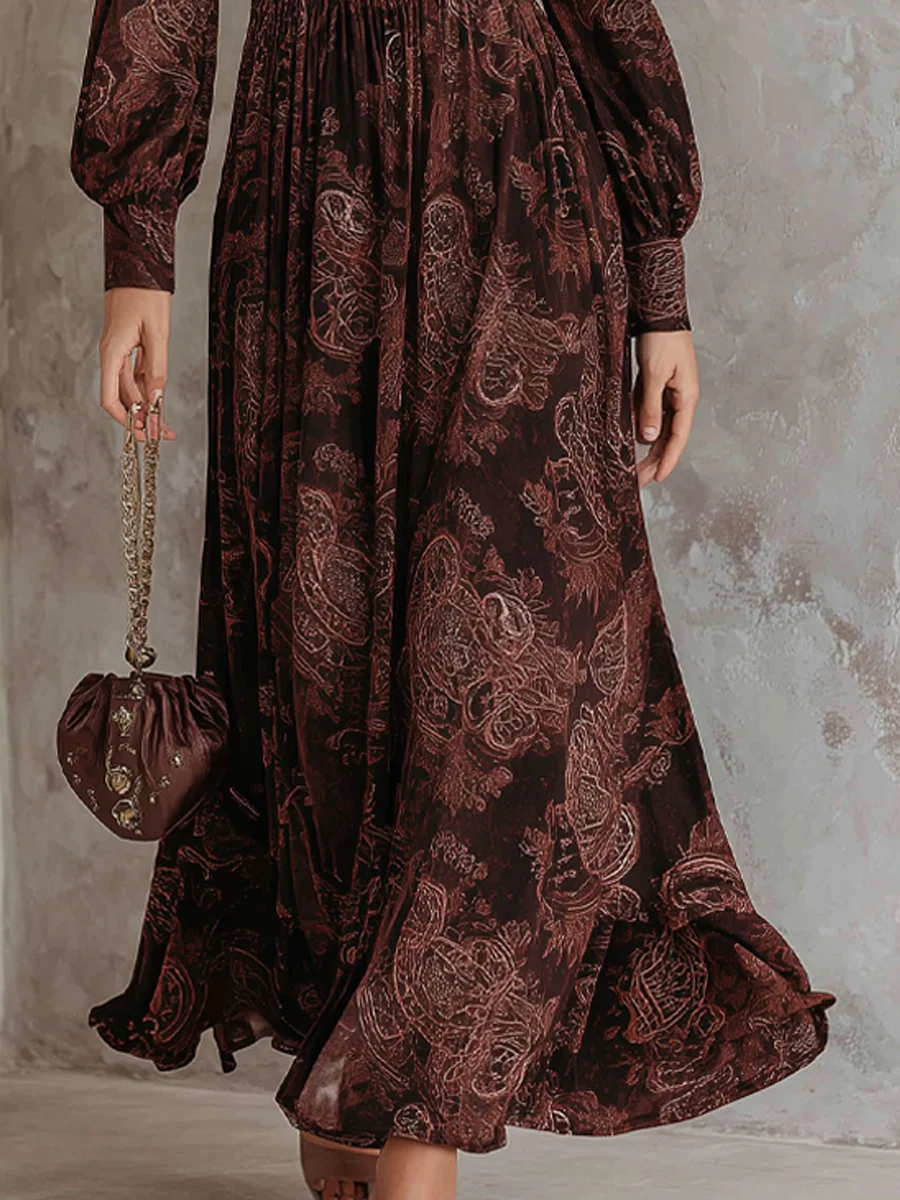 Marlene | Paisley Midi Dress with Neck Zip