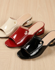 Gabriela - Glossy Leather Slide Sandals