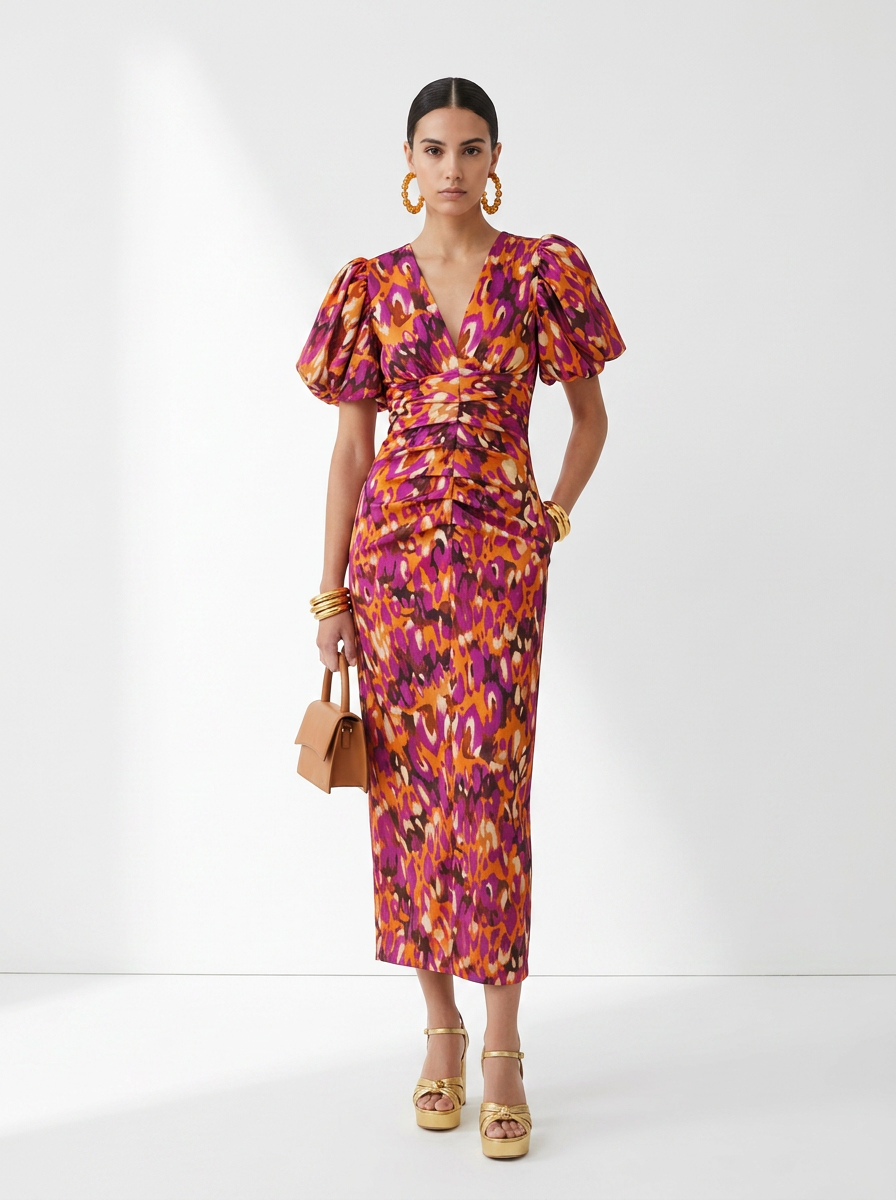 Amelia™ | Vivid Pleated Midi Dress