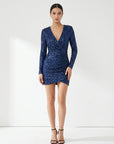 REGINA™ - Sexy V-Neck Sequin Bodycon Dress Ruched Slim-Fitting Mini Dress