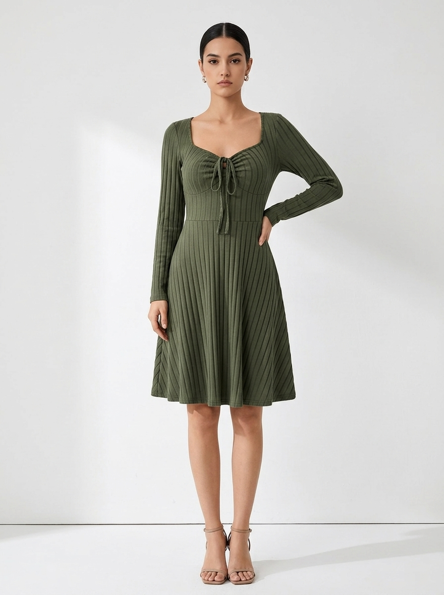 VICTORIA™ – Cozy A-Line Ribbed Dress