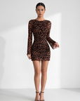 PENELOPE™ – Elegant Leopard Print Long-Sleeved Bodycon Dress