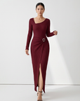 MONICA™ – Stylish Solid Color Twisted Long Dress