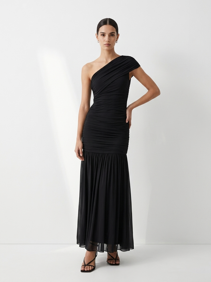 JADA™ – Glamorous One-Shoulder Ruched Dress