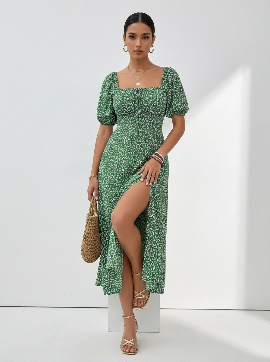 SERENE™ – Elegant Plus Size Tie Front Floral Dress