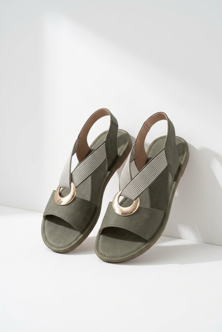 Marlene - Flat Sandals With Metal Buckle
