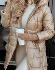 Lina | Long, warm quilted jacket with generous hood