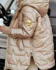 Lina | Long, warm quilted jacket with generous hood