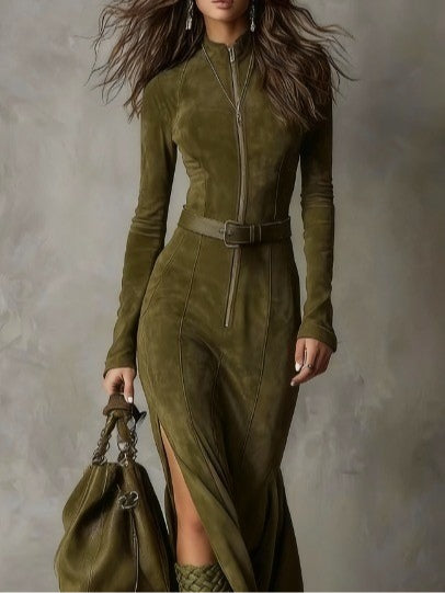 Alessia - long suede dress