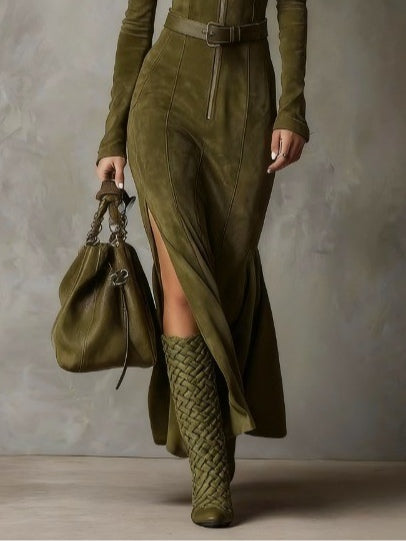 Alessia - long suede dress
