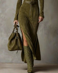 Alessia - long suede dress
