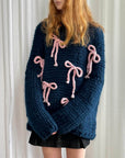 Exquisite Bow Crew Neck Loose Sweater