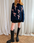 Exquisite Bow Crew Neck Loose Sweater