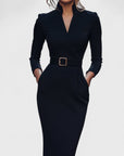 Mandarin Luxe – Maxi dress with belt