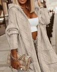 Cytheria – Long-sleeved cable-knit hooded cardigan