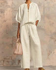 Alba | Two-piece set: Relaxed-fit shirt and wide-leg pants