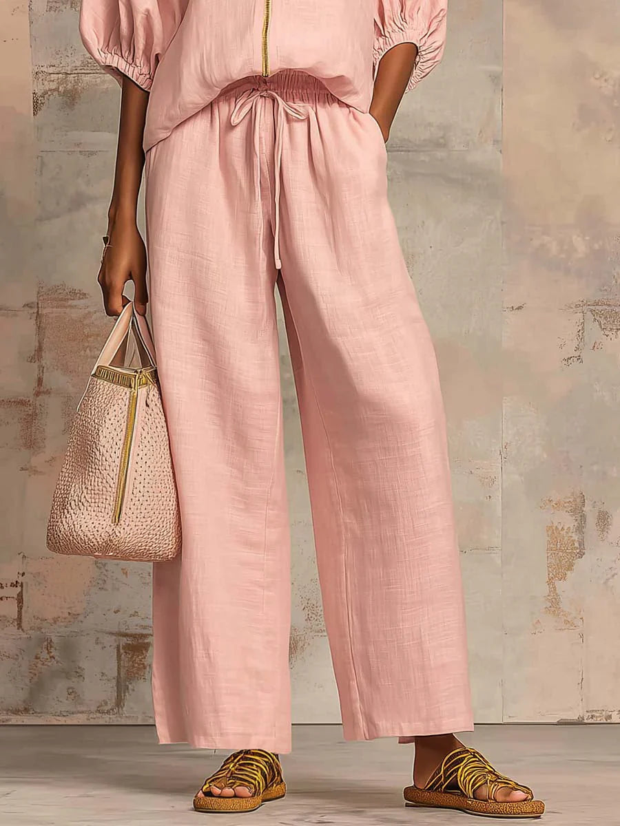 Alba | Two-piece set: Relaxed-fit shirt and wide-leg pants