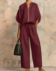 Alba | Two-piece set: Relaxed-fit shirt and wide-leg pants