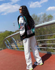 Loose Color Block Long Sleeve Trench Coat Jacket