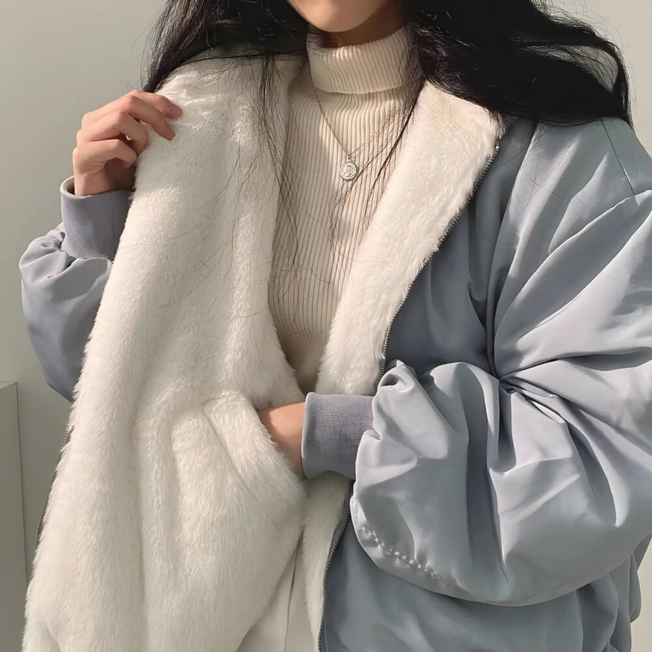 Rane™ - Reversible teddy wool hooded jacket
