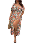 SERENE™ – Elegant Plus Size Tie Front Floral Dress