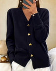 Zia - Heart Button Cardigan