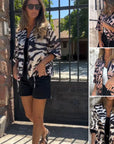 Maríssa -Maria - Zebra Print Zip-Up Bomber Jacket
