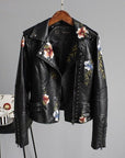Ella | Stylish Embroidered Leather Jacket