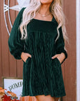 OLIVERA™ - Chic Bishop Long Sleeve A-Line Dress with Square Neck